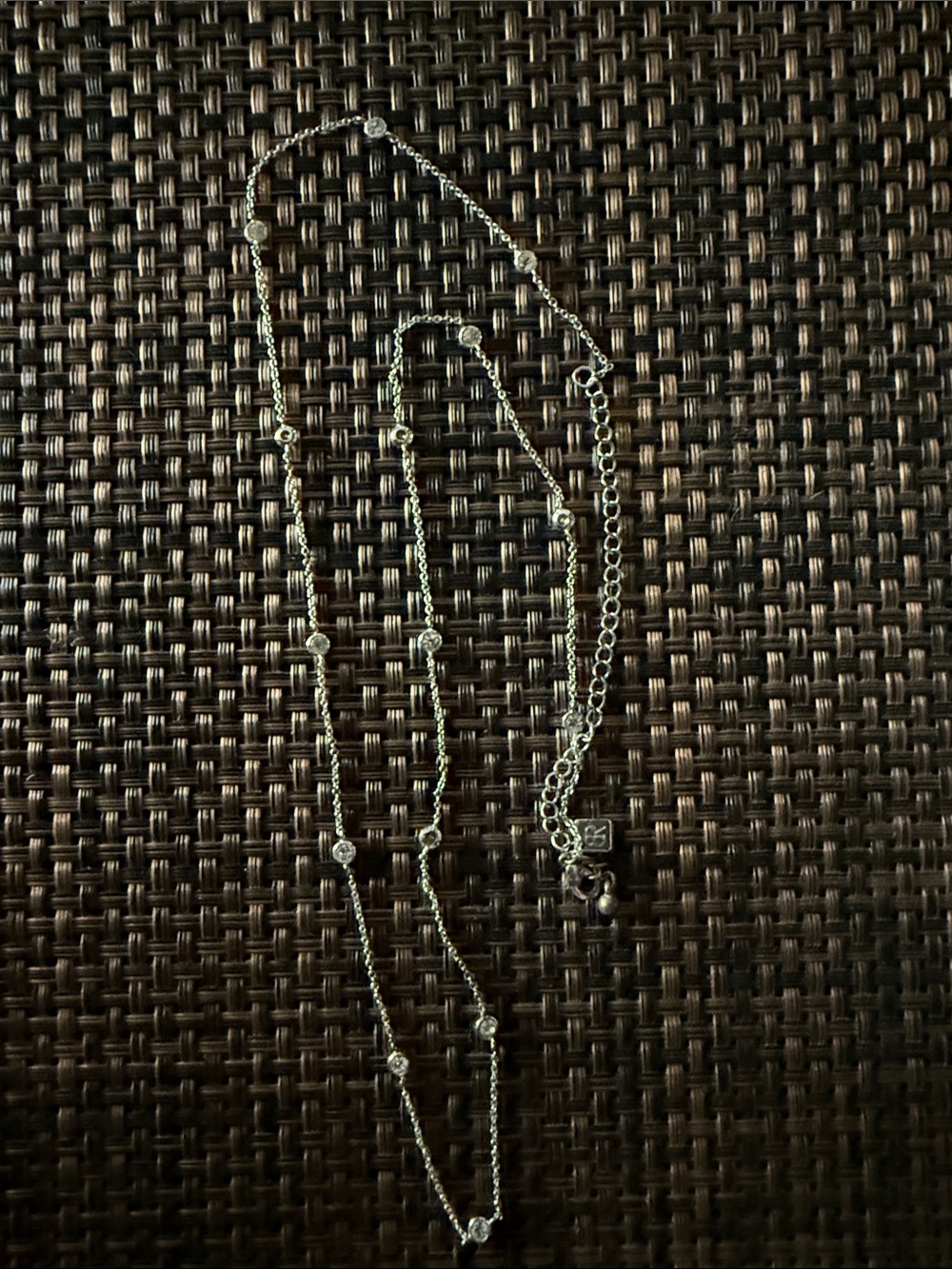 Banana Republic Silver Crystal Station Necklace